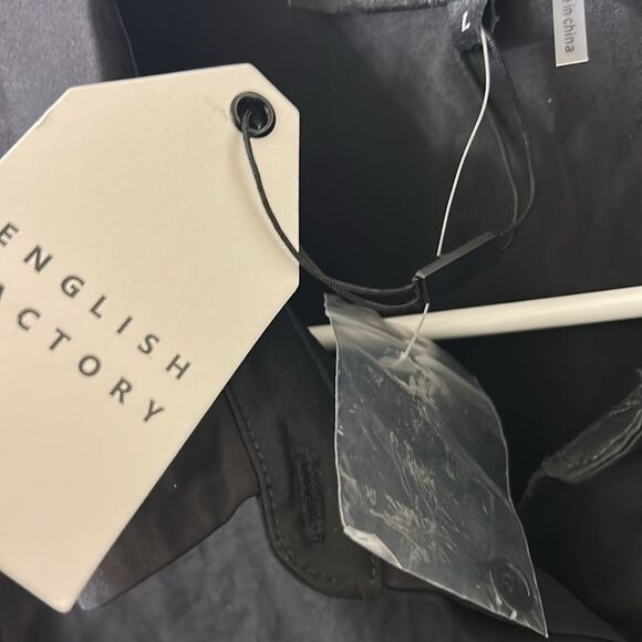 English Factory Black Pleated Shoulder Shirt Dress(Size Large) - Picture 7 of 8